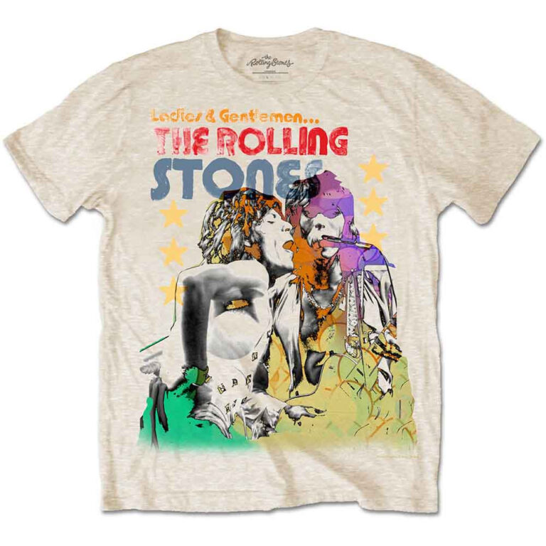 The Rolling Stones Mick & Keith Watercolour Stars Sand T-Shirt