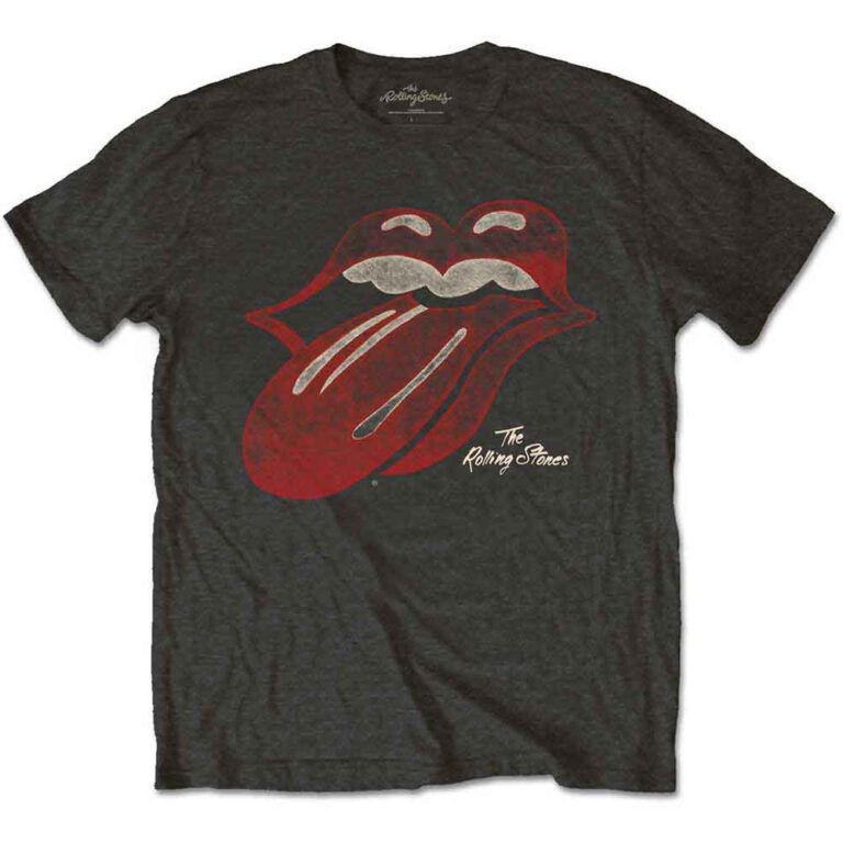 The Rolling Stones Vintage Tongue Logo Charcoal Grey T-Shirt