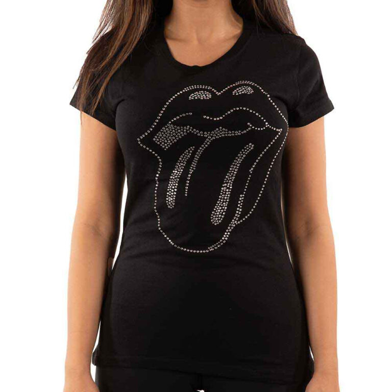 The Rolling Stones Tongue Black Embellished Ladies T-Shirt