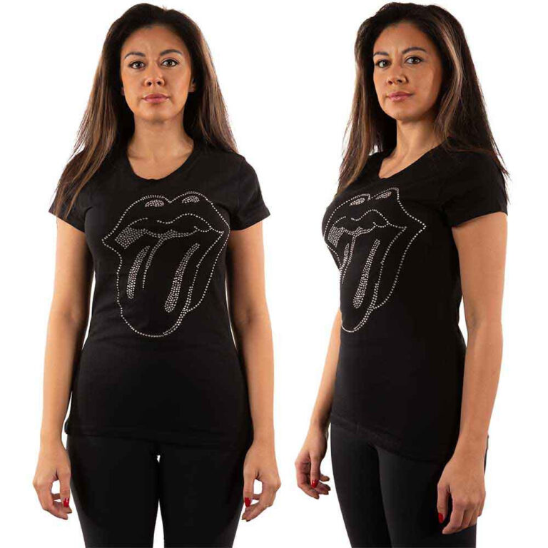 The Rolling Stones Tongue Black Embellished Ladies T-Shirt