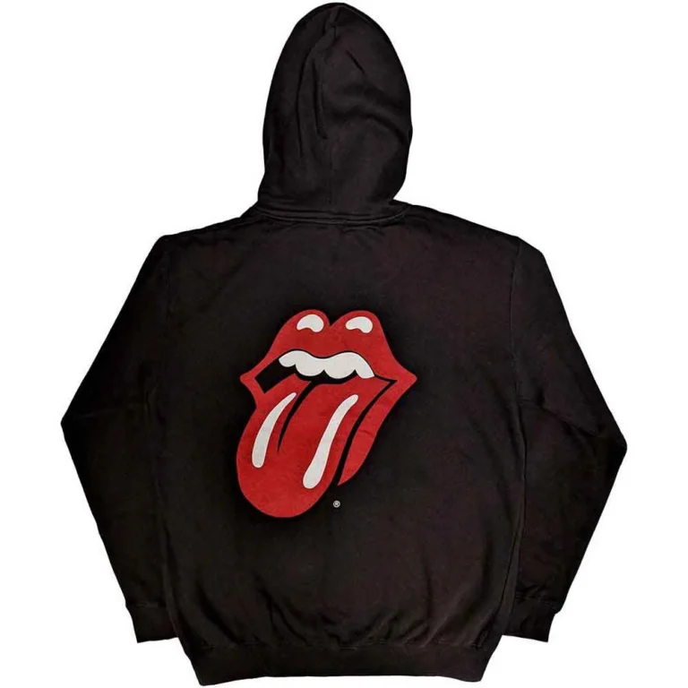 The Rolling Stones Logo & Tongue Black Back Print Zip Hoodie