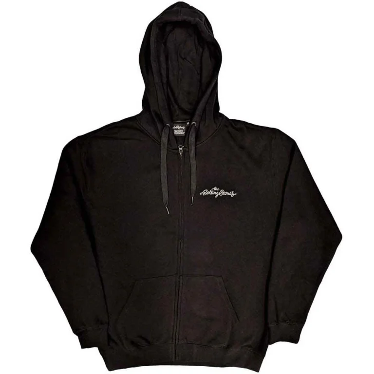 The Rolling Stones Logo & Tongue Black Back Print Zip Hoodie