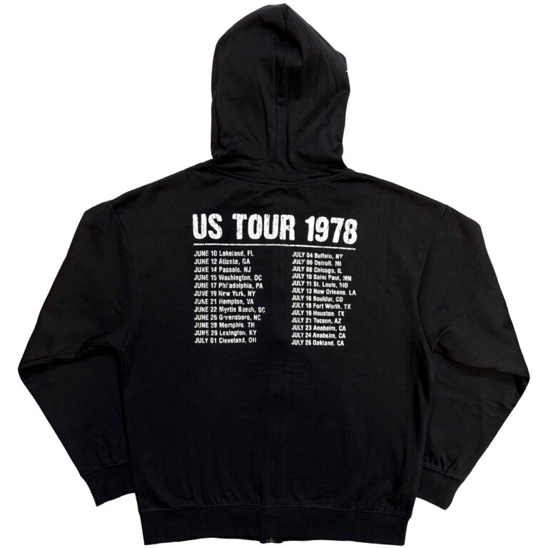 The Rolling Stones Us Tour ’78 Black Back Print Zip Hoodie