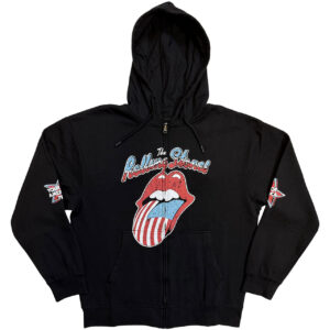 The Rolling Stones Us Tour '78 Black Back Print Zip Hoodie