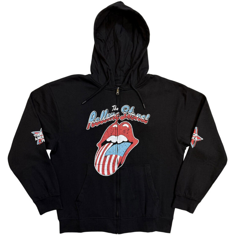The Rolling Stones Us Tour ’78 Black Back Print Zip Hoodie