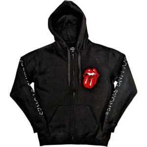 The Rolling Stones Hackney Diamonds Shattered Tongue Black Sleeve Print Zip Hoodie