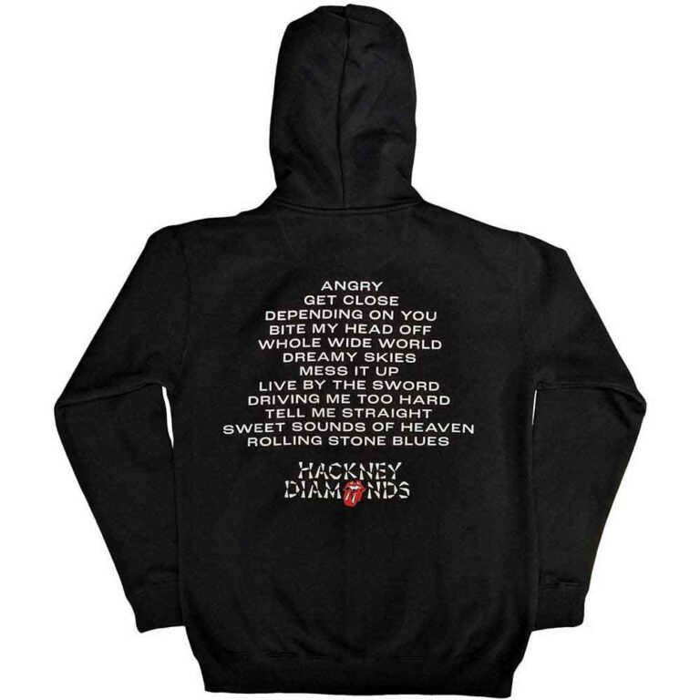 The Rolling Stones Hackney Diamonds Tracklist Black Back Print Zip Hoodie