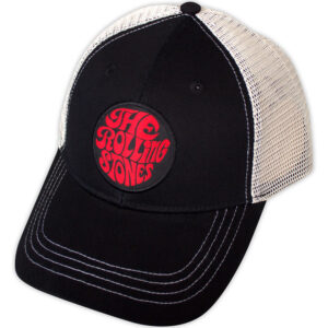 The Rolling Stones 70s Logo Emblem Black & Natural Mesh Back Cap