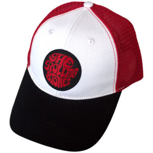 The Rolling Stones 70s Logo Emblem Black, Red & White Mesh Back Cap