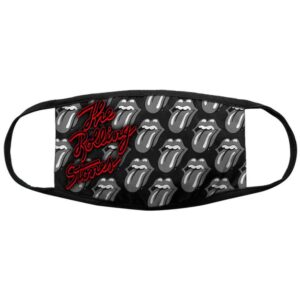 The Rolling Stones B&W Tongues Black Face Mask