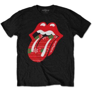 The Rolling Stones Christmas Tongue Black T-Shirt