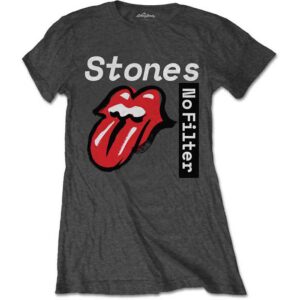 The Rolling Stones No Filter Text Charcoal Grey Ladies T-Shirt