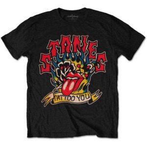 The Rolling Stones Tattoo You Blue Flames Black T-Shirt