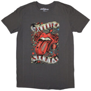The Rolling Stones Tongue & Stars Charcoal Grey Ladies T-Shirt