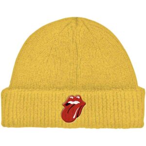 The Rolling Stones Unisex 72 Tongue Mustard Yellow Roll Up Beanie Hat