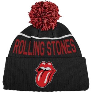 The Rolling Stones Unisex Bobble Classic Tongue Black Beanie Hat
