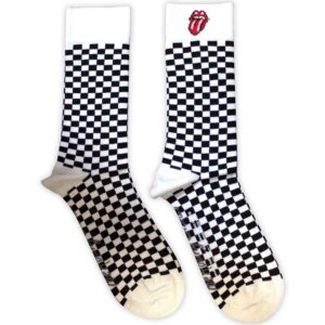 The Rolling Stones Unisex Check White UK Size 7 - 11 Ankle Socks