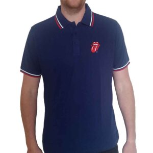 The Rolling Stones Unisex Classic Tongue Navy Blue Polo Shirt