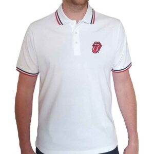 The Rolling Stones Unisex Classic Tongue White Polo Shirt