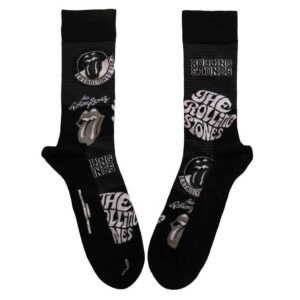 The Rolling Stones Unisex Mono Logos Black UK Size 7 - 11 Ankle Socks