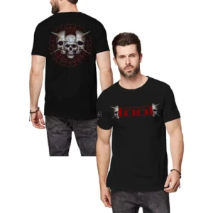 Tool Skull Spikes (Black) (Back & Sleeve Print) T-Shirt