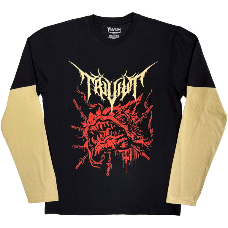 Trivium Unisex Layered Long Sleeve T-Shirt: Red Demon Black & Sand Back Print T-Shirt