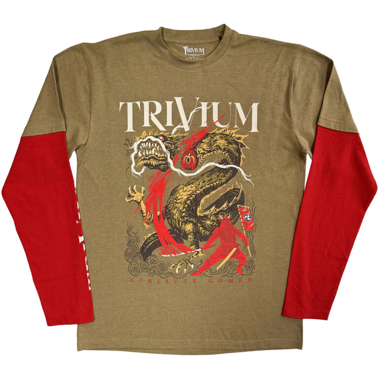 Trivium Unisex 2 In 1 Layered Long Sleeve T-Shirt: Kirisute Gomen Green & Red Back & Sleeve Print T-Shirt