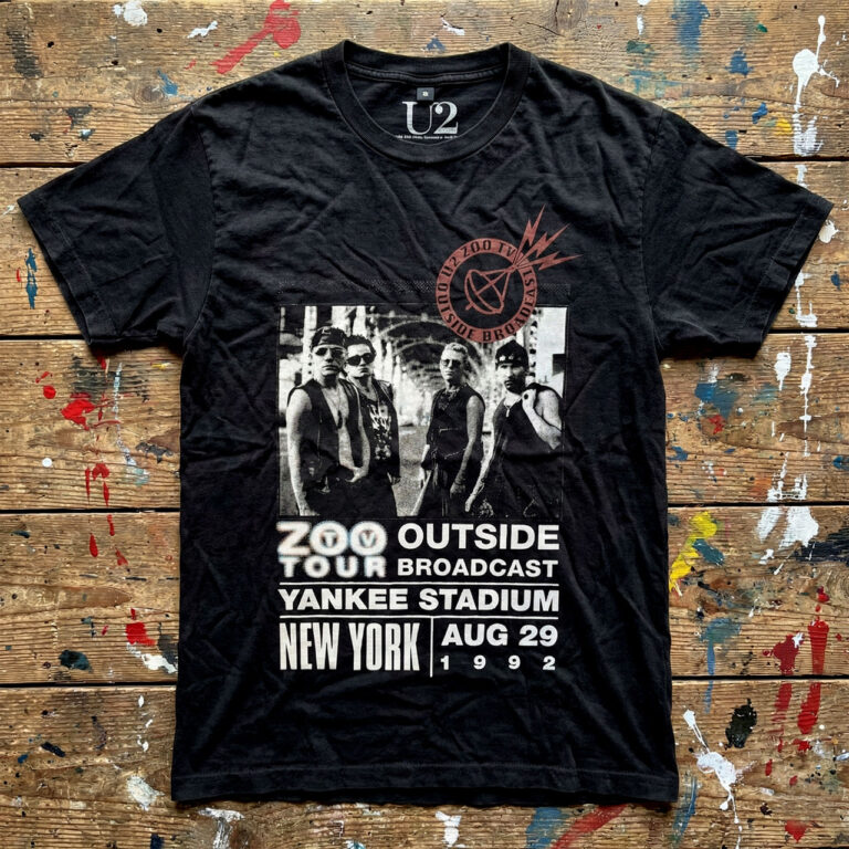 U2 Unisex Premium Carbon T-Shirt: Zoo TV Tour NY Poster 08.29.92 Black T-Shirt