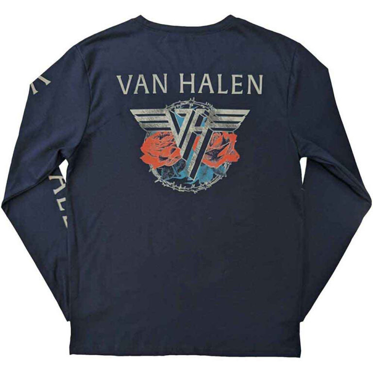 Van Halen 84 Tour (Navy Blue) (Back & Sleeve Print) Long Sleeve T-Shirt