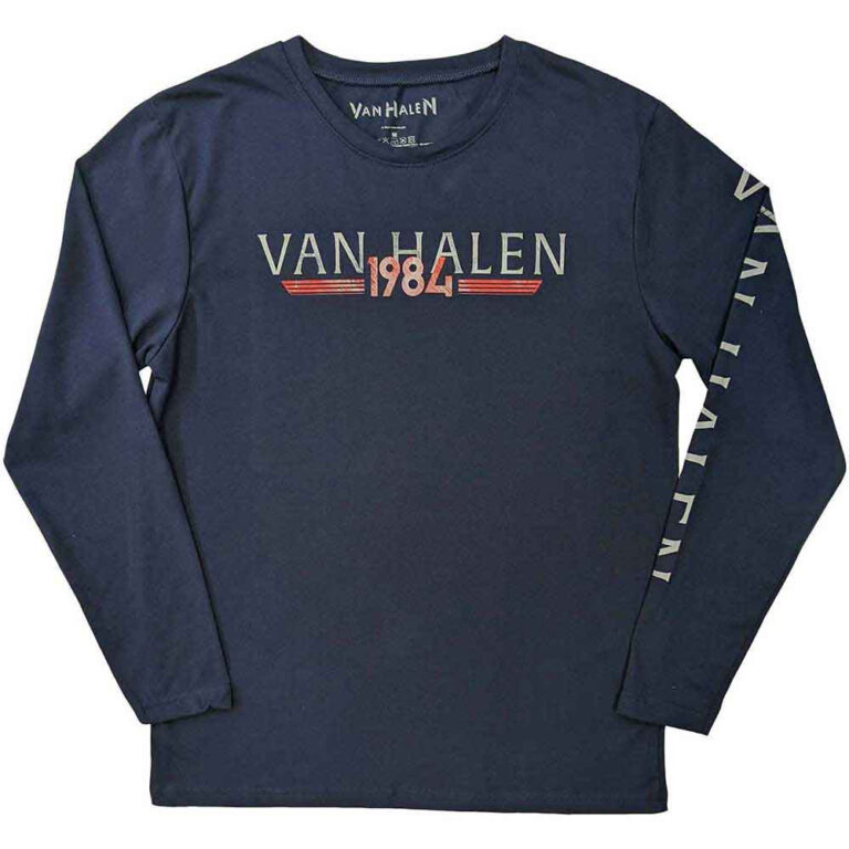 Van Halen 84 Tour (Navy Blue) (Back & Sleeve Print) Long Sleeve T-Shirt