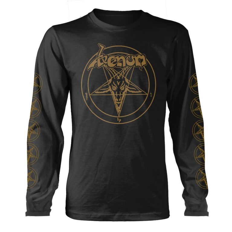 Venom – Baphomet Pentagram (gold) Long Sleeved T-Shirt