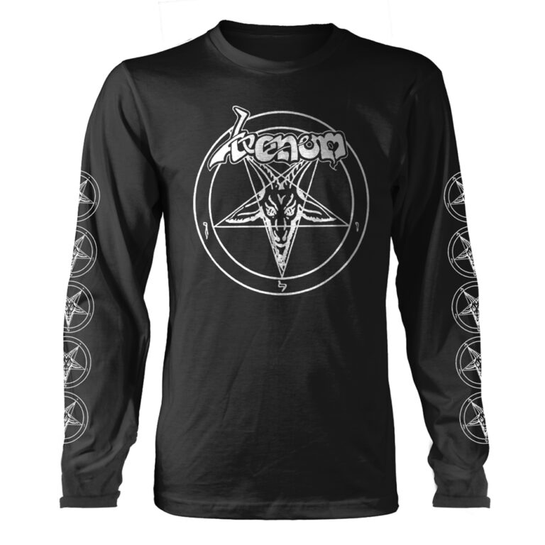 Venom – Baphomet Pentagram (white) Long Sleeved T-Shirt