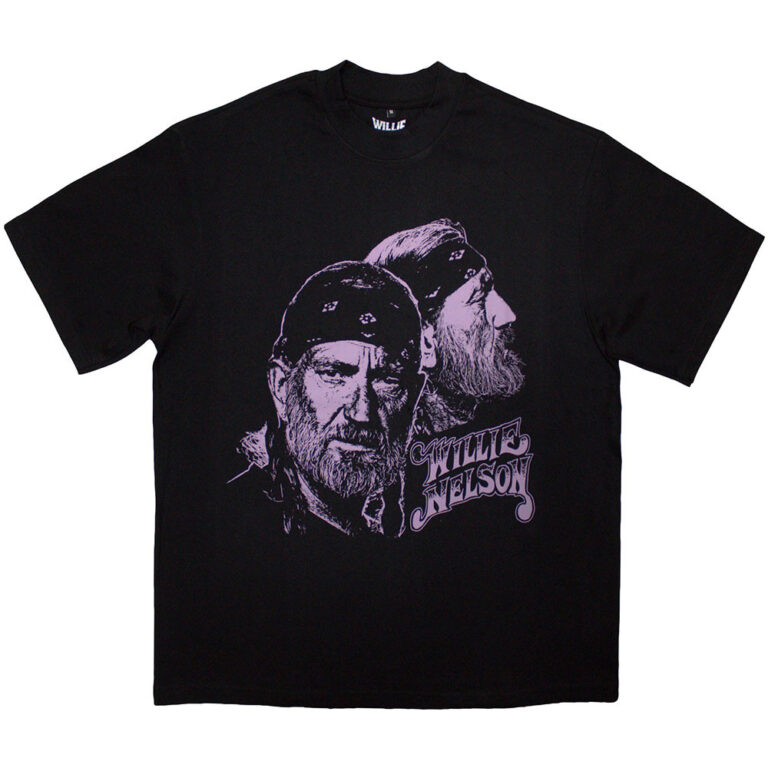 Willie Nelson Unisex Oversized Boxy T-Shirt: Purple Graphic Black T-Shirt