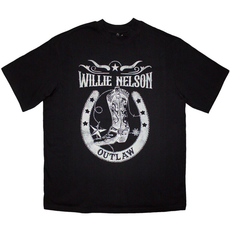 Willie Nelson Unisex Oversized Boxy T-Shirt: Outlaw Black T-Shirt