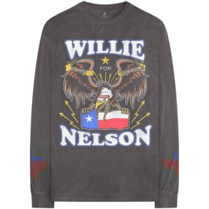 Willie Nelson Texan Pride Charcoal Grey Sleeve Print Long Sleeve T-Shirt