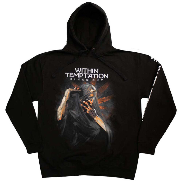 Within Temptation Bleed Out (Black) (Back & Sleeve Print) Pullover Hoodie