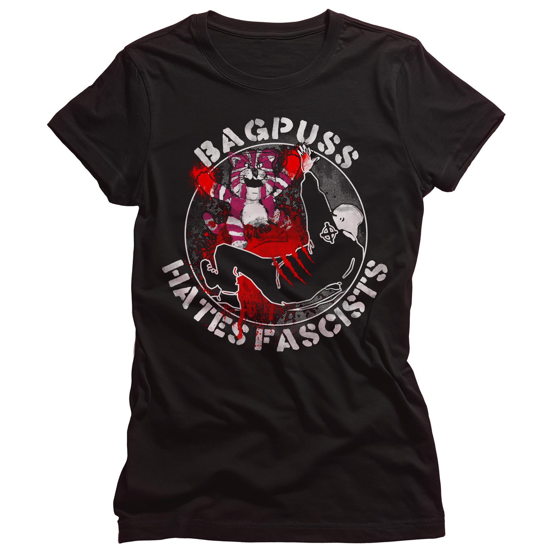 Bagpuss Hates Fascists Ladies T-Shirt